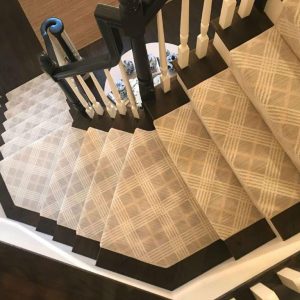 November 2019 Nourison coastal sands 3 stairways 2 halls cut and bind rug installations
